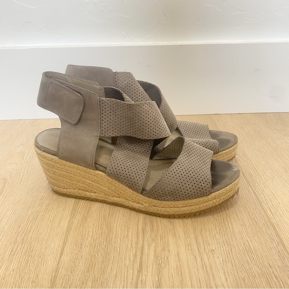 EILEEN FISHER Taupe Leather “Willow” Espadrilles